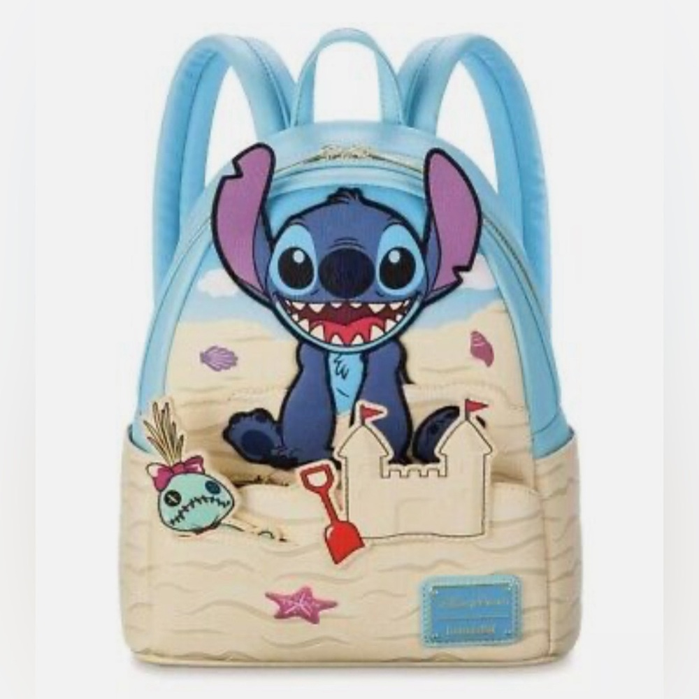 Disney Light Blue Stitch Beach Sand Mini Backpack